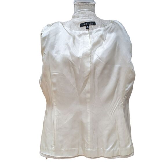 Anne Klein Women's Ivory Viscose & Wool Blend Textured Jacket Size 14 - Picture 8 of 12